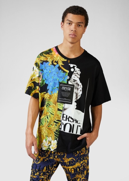 Versace Mixed Print T-shirt Herr - 409178FHX